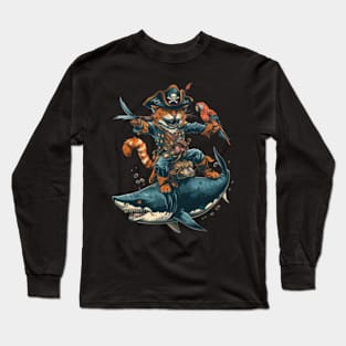 Meow's Aquatic Expedition  cat shark Long Sleeve T-Shirt